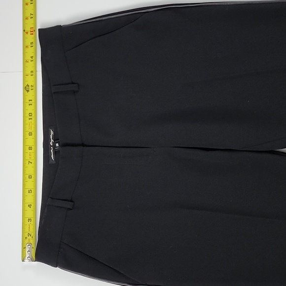 Sandra Angelozzi Women's Black Tapered Dress Pants Faux Leather Piping Size 38 - Picture 13 of 16
